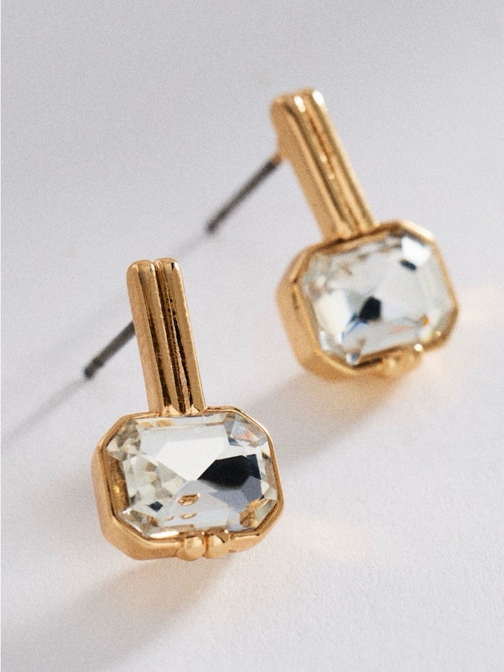 Anthropologie Square Crystal Drop Earrings